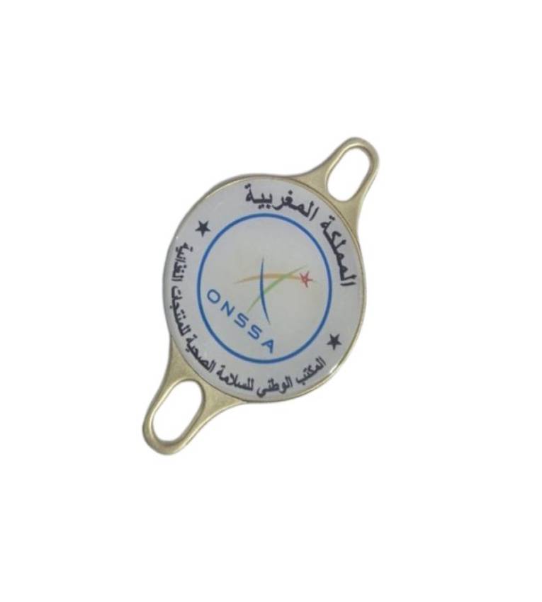 macaron badge de l'Office National de Sécurité Sanitaire des Produits Alimentaires (ONSSA) en cuivre pour Agents d’Autorité, Macaron Officiel Haute Qualité